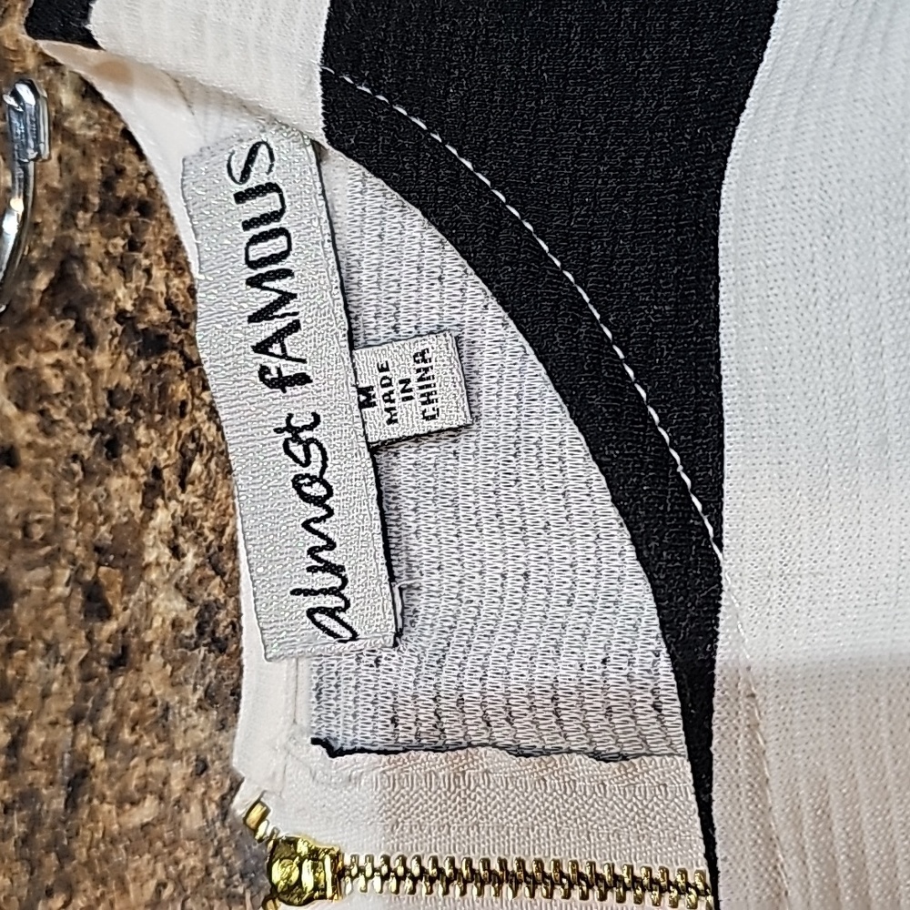 Almost Famous Black White Striped Midi Dress with Pink Band - Picture 7 of 7